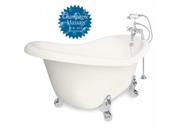 American Bath Factory T011B CH L B Champagne Ascot 60 in. Bisque Acrastone Air Bath Tub Chrome Metal Finish Large