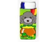 Carolines Treasures BB2003MUK Silver Gray Poodle St. Patricks Day Michelob Ultra Koozies for Slim Cans