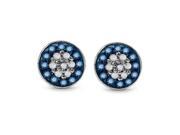 Majesty Diamonds Round Cut Blue Diamond White Diamond Stud Earrings in 0.925 Sterling Silver 0.2 Carat