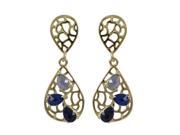 Dlux Jewels Gold Plated Sterling Silver Earrings with Created Blue Sapphire Stones