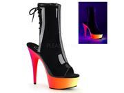 Pleaser RBOW1018UV 6_B_NMC 9 1.75 in. Platform Ankle Boot with Neon UV Reactive BTM Rainbow Black Size 9