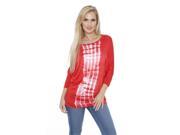White Mark Universal 124L Red L Womens Banded Dolman Tie Dye Top Large