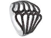 Doma Jewellery SSRZ6608 Sterling Silver Ring With Micro Set Chocolate CZ Black And White Rhodium Size 8