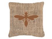 Wasp Burlap and Brown Canvas Fabric Decorative Pillow BB1054
