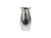 Urban Trends Collection 14823 Ceramic Owl Vase Dimpled Polished Chrome Silver Large