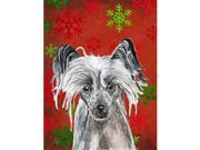 Carolines Treasures SC9592GF Chinese Crested Red Snowflake Christmas Flag Garden Size