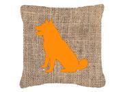 Shiba Inu Burlap and Orange Canvas Fabric Decorative Pillow BB1113
