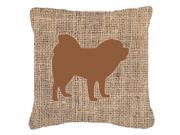 Chow Chow Burlap and Brown Canvas Fabric Decorative Pillow BB1106
