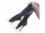 Demonia V CRE571_BVL 4 2 in. Platform Lace Up Creeper Bootie with Exposed Zipper Black Size 4