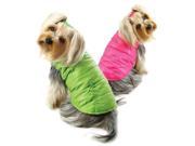 KlippoPet KJK059XS Reversible Parka Vest With Ruffle Trims Lime Pink Extra Small