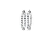 Fine Jewelry Vault UBNERV1ER037AGCZ39 CZ 39mm Round Prong.15 Inside Out Hoop Earrings in White Rhodium over Sterling Silver
