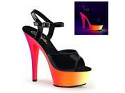 Pleaser RBOW209UV_B_NMC 10 1.75 in. Platform Ankle Strap Sandal with Neon UV Reactive Rainbow Black Size 10