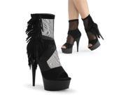 Pleaser DEL1014_BSUE_M 8 1.75 in. Platform Peep Toe Ankle Boot with Back Zip Black Size 8