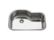 Houzer MH 3200 1 Medallion Gourmet Series Undermount Stainless Steel Offset Single Bowl Kitchen Sink