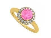 Fine Jewelry Vault UBNR50533Y14DPS 0.75 CT Pink Sapphire Diamond Halo Engagement Ring 14K Yellow Gold 37 Stones