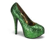 Bordello TEE06G_GRN 8 Glitter Concealed Platform Pump Shoe Green Size 8