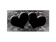Smart Blonde LP 7707 Black White Dragonfly Hearts Print Oil Rubbed Metal Novelty License Plate