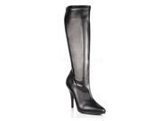 Pleaser SED2000_B_PU 14 Plain Stretch Knee Boot with Side Zip Black Size 14