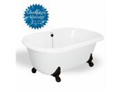 American Bath Factory T071A OB C Champagne Melinda 60 in. White Acrastone Tub Drain No Faucet Holes Large