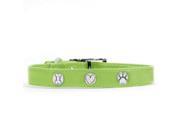 Rockinft Doggie 844587021078 1 in. x 16 in. Leather Collar with Bone Heart Paw Rivets Green