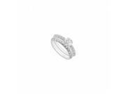 Fine Jewelry Vault UBJS3300ABW14D Diamond Engagement Ring With Wedding Band Sets in 14K White Gold 0.85 CT Diamonds