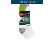Hanes 516 4 Mens X Temp Ventilation Ankle Socks 4 Pack Size 10 13 White Green.