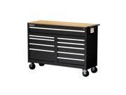 International WRB 5410WTBK 54 in. 10 Drawer Ball Bearing Slides Roller Cabinet with Hard Wood Top in Black
