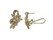 Dlux Jewels Sterling Silver Gold White Cubic Zirconia Post Clip Earrings