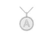 Fine Jewelry Vault UBPD2948W14DA Diamond Initial A Disc Pendant 14K White Gold 0.55 CT TGW