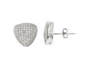 YGI Group SSE225 Sterling Silver Flat Trillion Micropave Stud Earrings With Cubic Zirconia