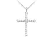 Fine Jewelry Vault UBNPD31571AGCZ April Birthstone Cubic Zirconia Cross Pendant in 925 Sterling Silver