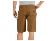 Dickies DX250RBD 33 Mens Relaxed Fit Lightweight Duck Carpenter Short 11 in. Rinsed Brown 33