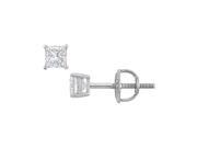 FineJewelryVault UBER18WHSQ025DSI 101 18K White Gold Princess Cut Diamond Stud Earrings 0.25 CT. TW.