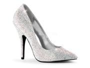 Pleaser SED420RS _SSA 12 Rhinestone Covered Pointed Toe Pump Shoe Silver Size 12
