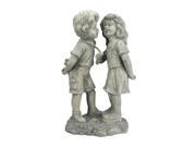 NorthLight 18.5 in. Weathered Gray Stone Boy Girl First Kiss Outdoor Patio Garden Statue