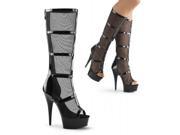 Pleaser ELE3028_B_PU 6 1.5 in. Platform Front Lace Up Thigh High Boot Black Size 6