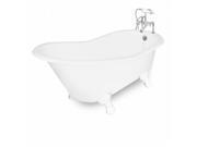 American Bath Factory T130F WH Wintess 61 in. White Cast Iron Bath Tub White Metal Finish Small