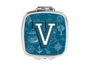 Carolines Treasures CJ2014 VSCM Letter V Sea Doodles Initial Alphabet Compact Mirror