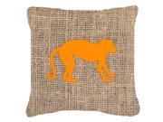 Monkey Burlap and Orange Canvas Fabric Decorative Pillow BB1128