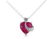 SuperJeweler 4 Ct. Created Ruby And Diamond Heart Pendant Sterling Silver