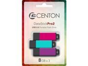 Centon Electronics S1 U2T14 8G 3 8 Gb 2.0 Pro2 Usb Drive Multi Magenta Aqua Purple