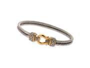 SuperJeweler 7 in. Vintage Inspired Overlay Double Rope Bangle Bracelet Two Tone Gold