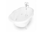 American Bath Factory T201F WH R Whirlpool Caspian 72 in. White Acrastone Bath Tub Large