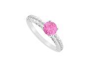 FineJewelryVault UBJS3015AW14DPS 101 Pink Sapphire and Diamond Engagement Ring 14K White Gold 0.75 CT TGW Size 7