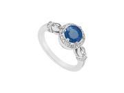 FineJewelryVault UBJ1599AW14DS 101 Sapphire and Diamond Engagement Ring 14K White Gold 1.50 CT TGW Size 7