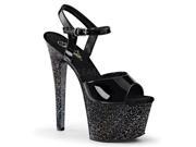 Pleaser SKY309MG_B_M 7 2.75 in. Platform Ankle Strap Sandal with Mini Glitters Black Size 7
