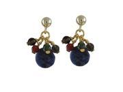 Dlux Jewels Sodalite Semi Precious Stones with Gold Plated Sterling Silver Post Earrings 1 in.