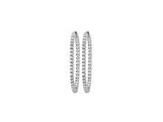 Fine Jewelry Vault UBNERV1ER035AGCZ50 CZ 50mm Round Prong.05 Inside Out Hoop Earrings in White Rhodium over Sterling Silver