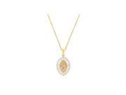 Icon Bijoux P11418G C12 Goldtone Pink And Clear Cz Oval Halo Pendant