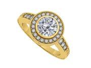 Fine Jewelry Vault UBNR50293Y14CZ 1.25 CT CZ Halo Engagement Ring in 14K Yellow Gold